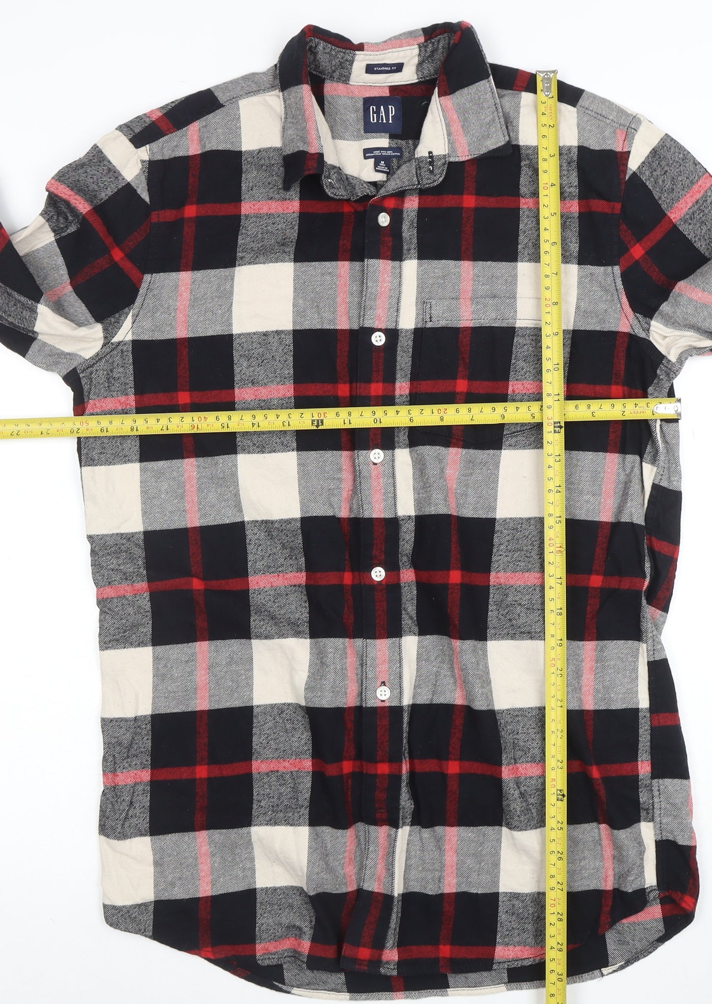 GAP Men's Multicoloured Check Flannel Button-Up Shirt Size M