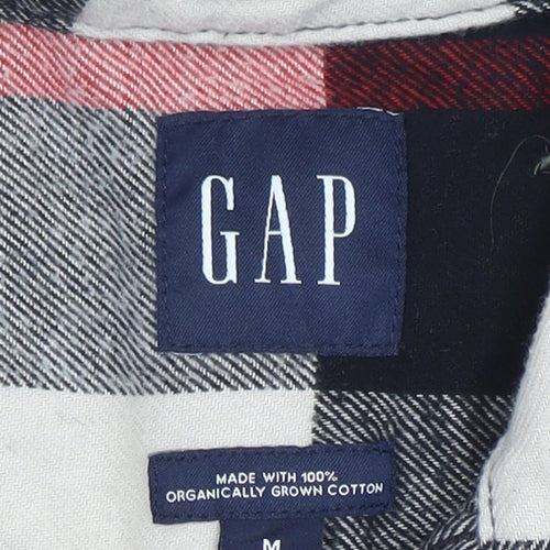 GAP Men's Multicoloured Check Flannel Button-Up Shirt Size M
