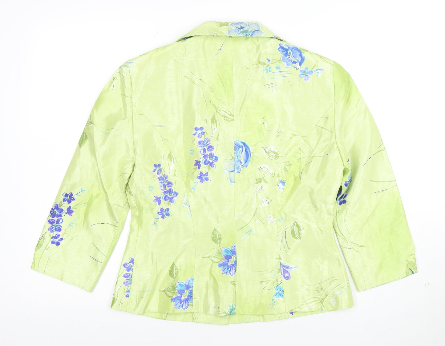 Jessica Howard Women Green Floral Suit Jacket Size 10 Shawl Lapel