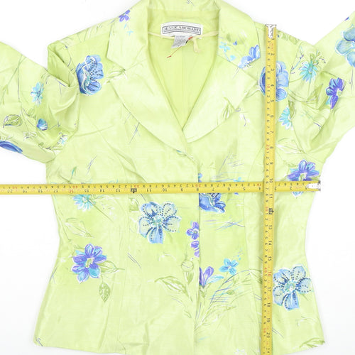 Jessica Howard Women Green Floral Suit Jacket Size 10 Shawl Lapel