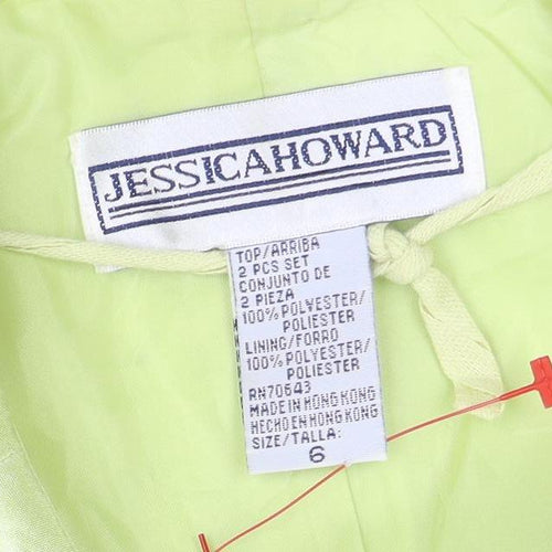 Jessica Howard Women Green Floral Suit Jacket Size 10 Shawl Lapel