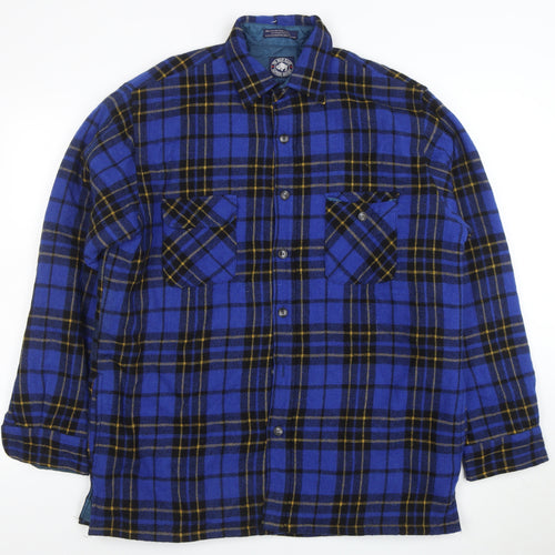 The Great Plains Mens Blue Checked Wool Lined Shirt Jacket L