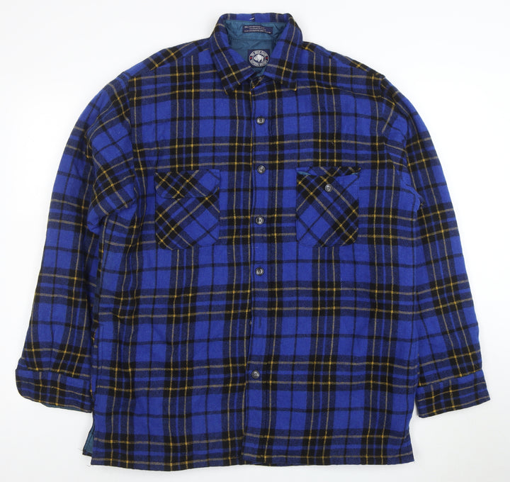 The Great Plains Mens Blue Checked Wool Lined Shirt Jacket L