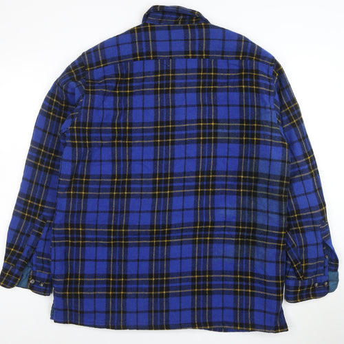 The Great Plains Mens Blue Checked Wool Lined Shirt Jacket L