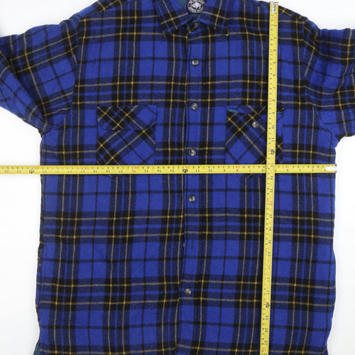 The Great Plains Mens Blue Checked Wool Lined Shirt Jacket L