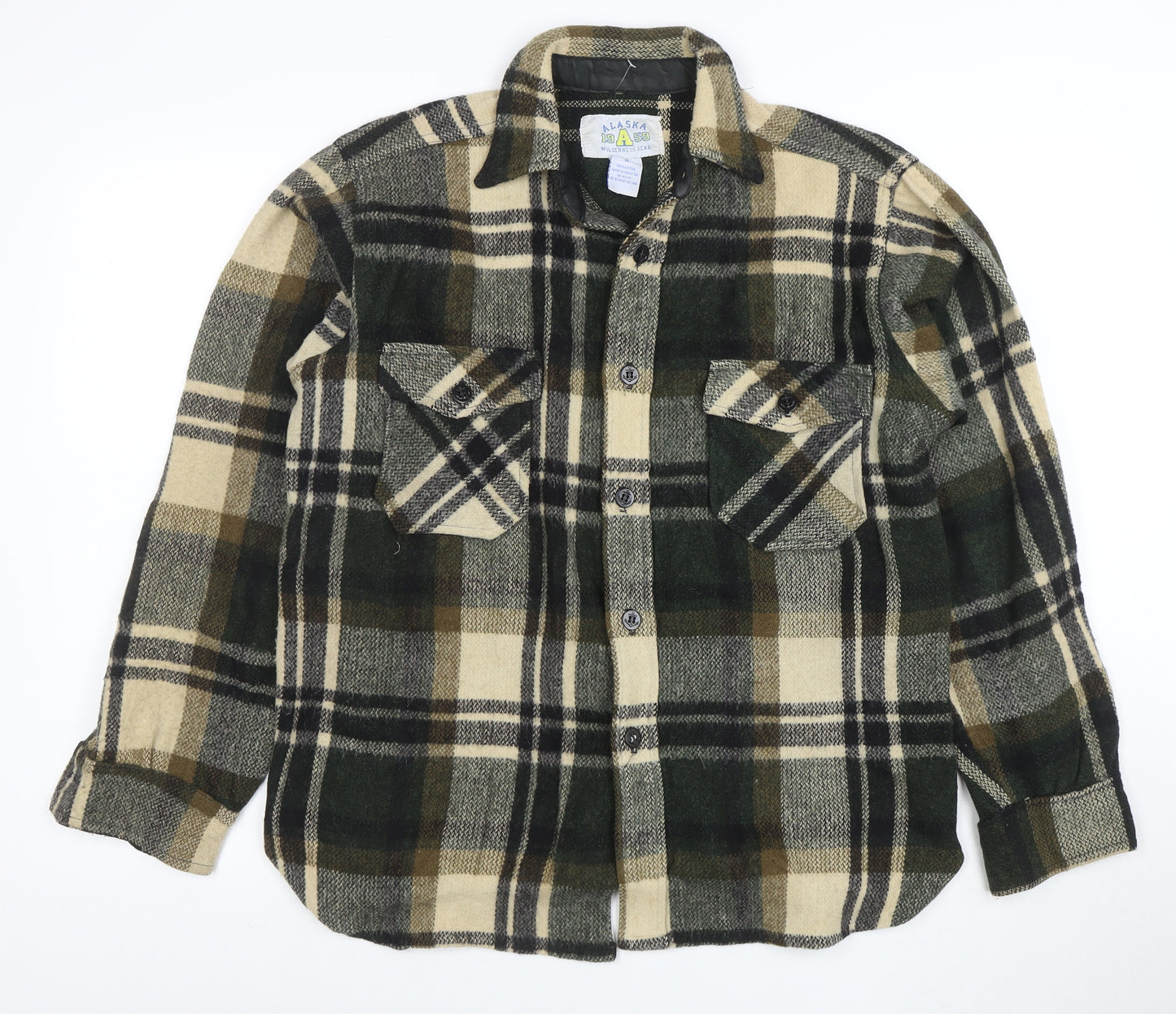 Alaska 1959 Men's Green Check Flannel Button-Up Shirt M