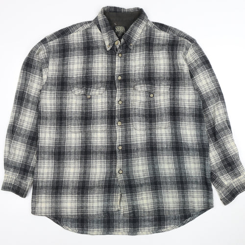 Sierra Pacific Men's Large Black Grey Check Wool Blend Button-Up Shirt