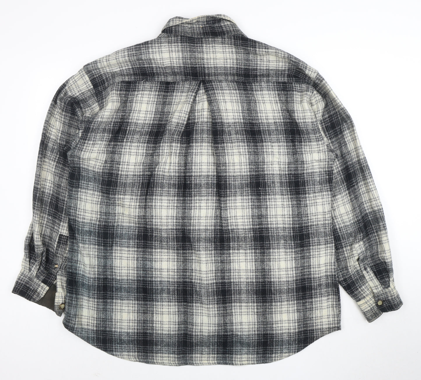 Sierra Pacific Men's Large Black Grey Check Wool Blend Button-Up Shirt
