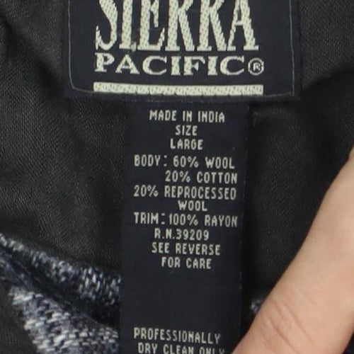 Sierra Pacific Men's Large Black Grey Check Wool Blend Button-Up Shirt