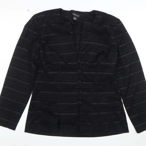 Leslie Fay Women's Black Striped Suit Jacket Size 8 Regular