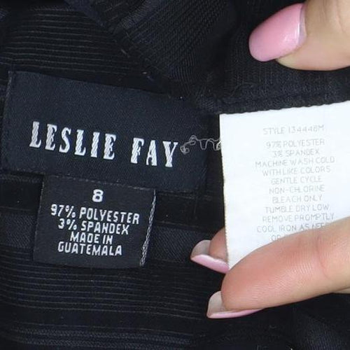 Leslie Fay Women's Black Striped Suit Jacket Size 8 Regular