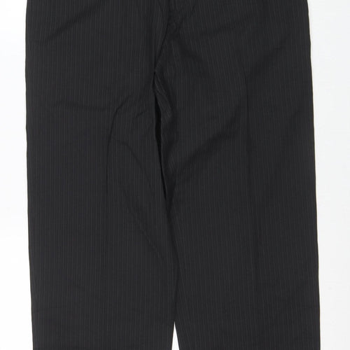 Haggar Men's Black Pinstripe 32x32 Regular Fit Dress Trousers