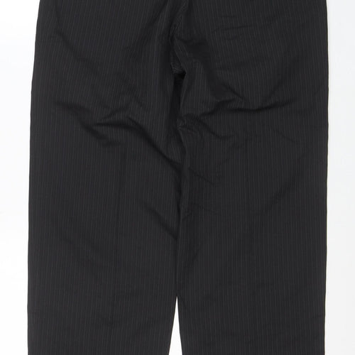Haggar Men's Black Pinstripe 32x32 Regular Fit Dress Trousers