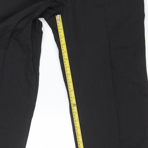 Haggar Men's Black Pinstripe 32x32 Regular Fit Dress Trousers