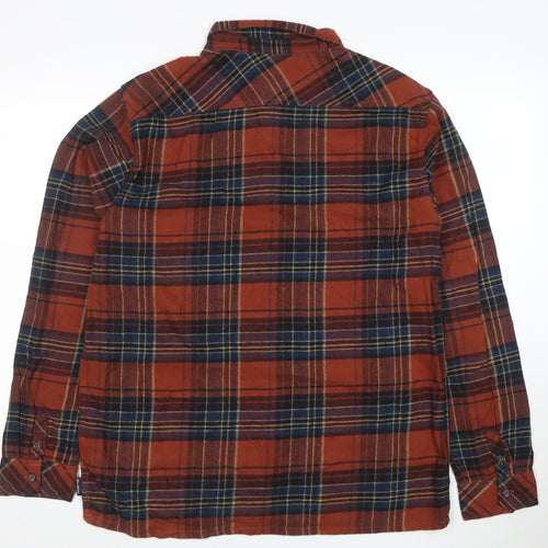 Billabong Men's Brown Plaid Cotton Flannel Long Sleeve Shirt L