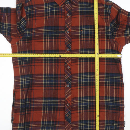 Billabong Men's Brown Plaid Cotton Flannel Long Sleeve Shirt L