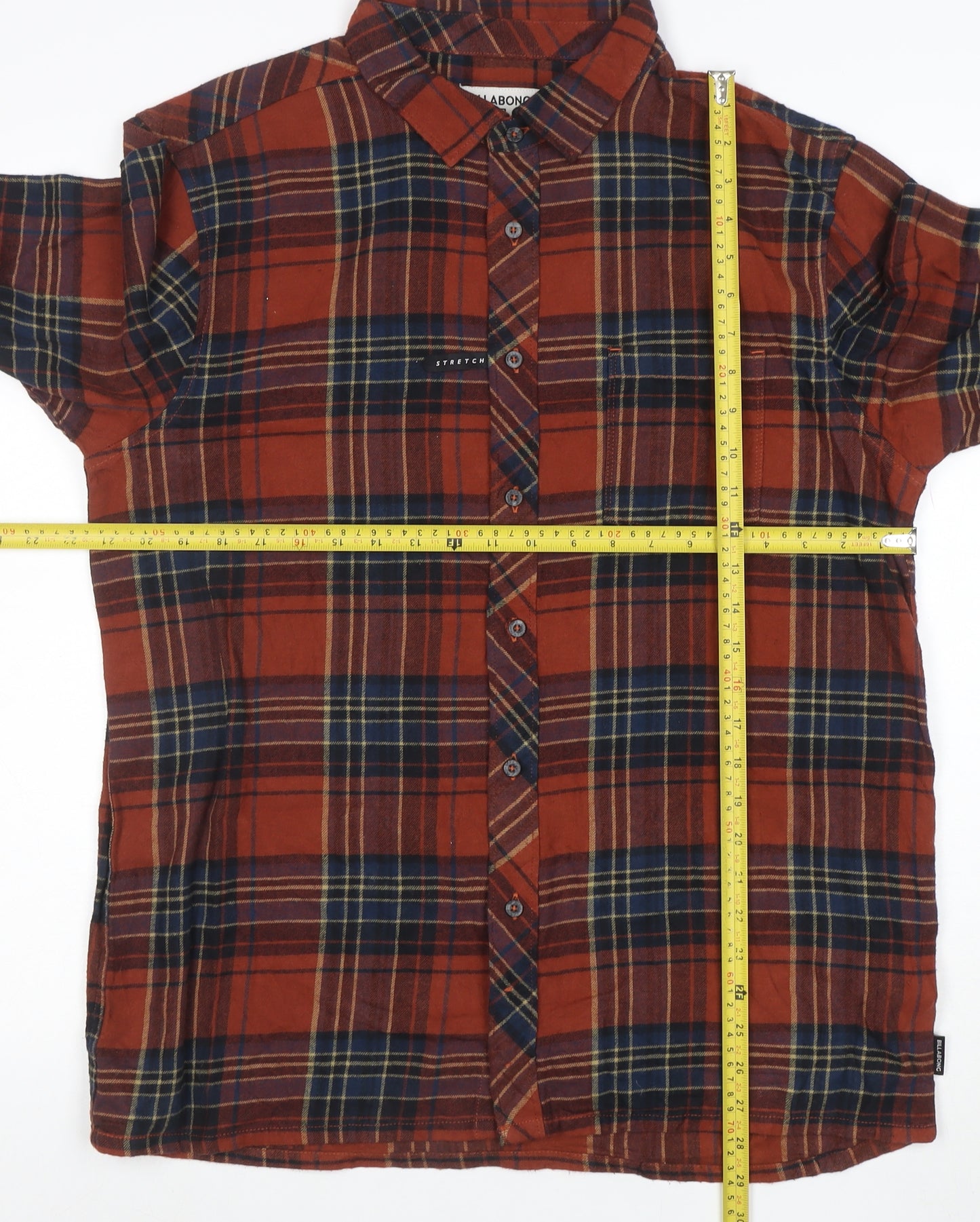 Billabong Men's Brown Plaid Cotton Flannel Long Sleeve Shirt L