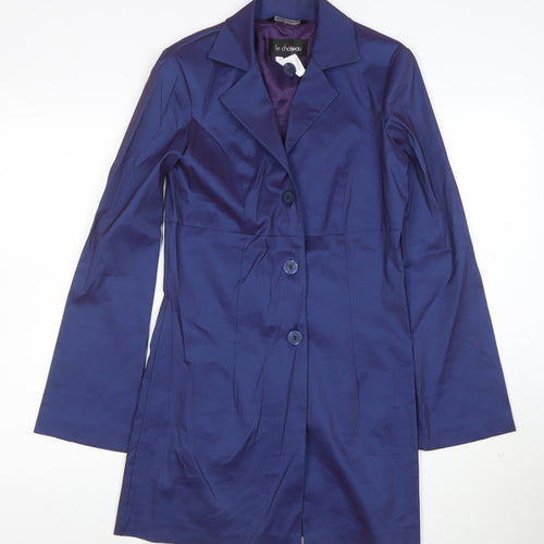 Le Chateau Women's Blue Satin Slim Fit Mid-Length Blazer Size S