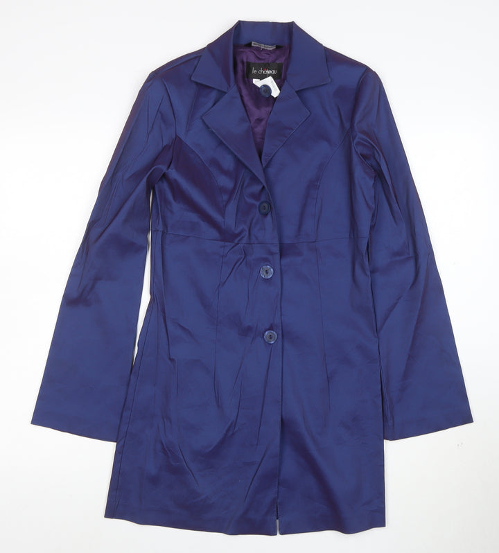 Le Chateau Women's Blue Satin Slim Fit Mid-Length Blazer Size S