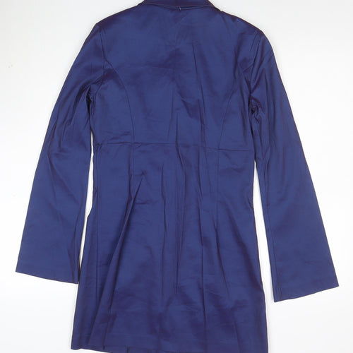 Le Chateau Women's Blue Satin Slim Fit Mid-Length Blazer Size S