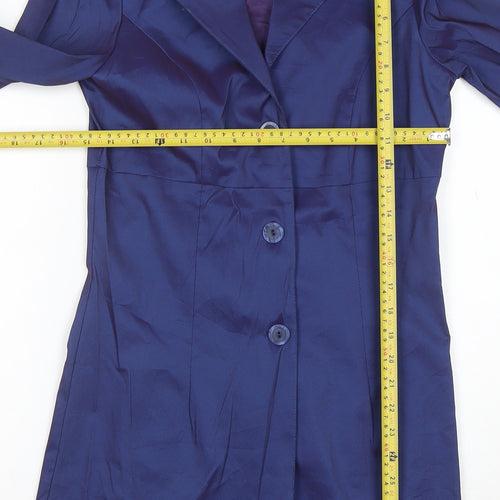 Le Chateau Women's Blue Satin Slim Fit Mid-Length Blazer Size S