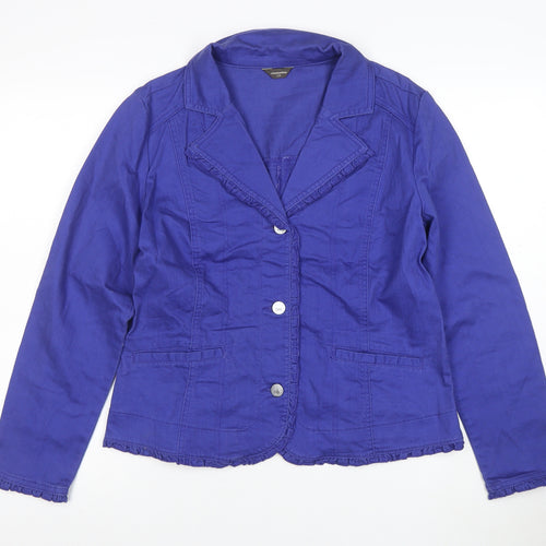 Denver Hayes Women's Blue Cotton Stretch Blazer Jacket L
