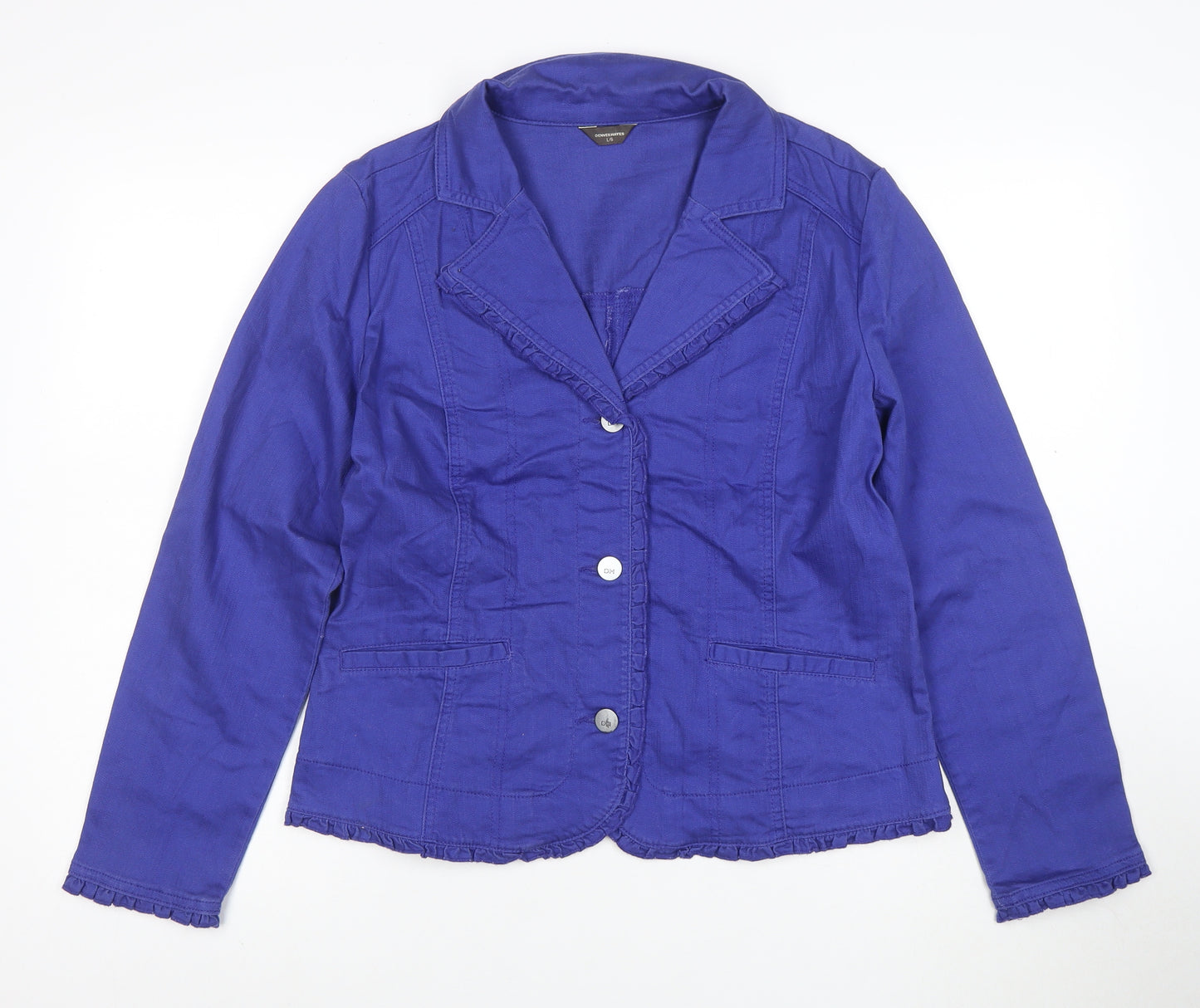 Denver Hayes Women's Blue Cotton Stretch Blazer Jacket L