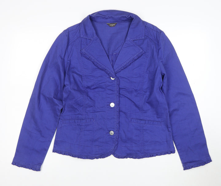 Denver Hayes Women's Blue Cotton Stretch Blazer Jacket L