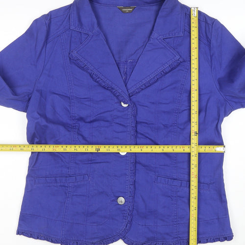 Denver Hayes Women's Blue Cotton Stretch Blazer Jacket L