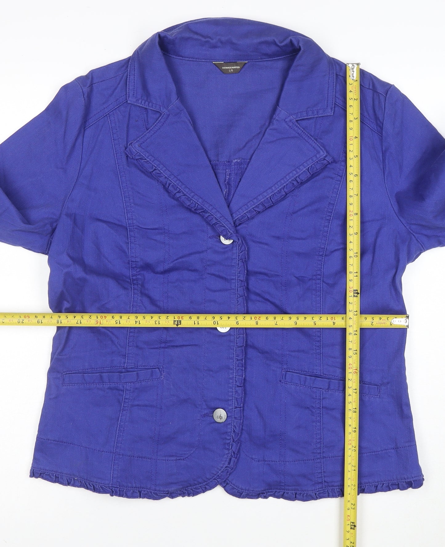 Denver Hayes Women's Blue Cotton Stretch Blazer Jacket L