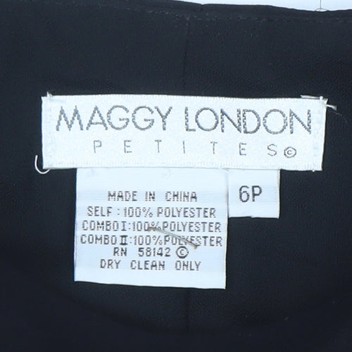 Maggy London Women’s Black Sheath Dress Size 6 Petite 3/4 Sleeve Workwear
