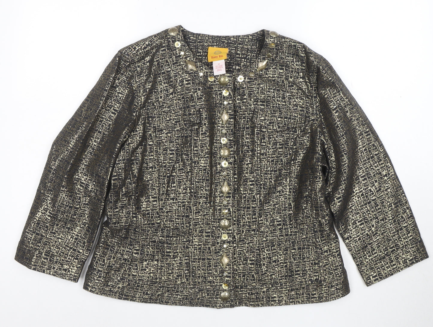 Ruby Rd. Women’s Gold Woven Long Sleeve Suit Jacket Size 12