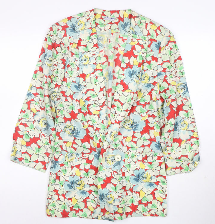 Pulido Women’s Multicoloured Floral Single-Breasted Blazer Size 16