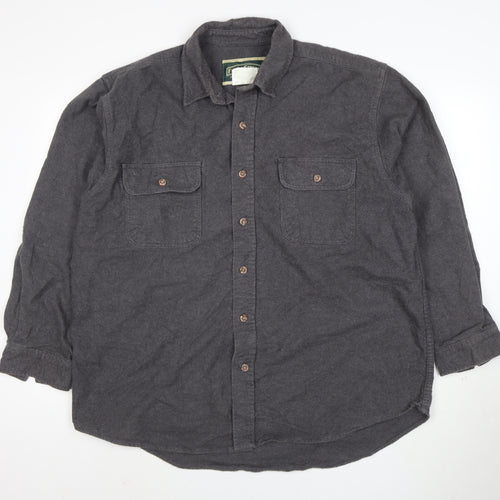 Field & Stream Men's Grey Cotton Flannel Button-Up Shirt XL