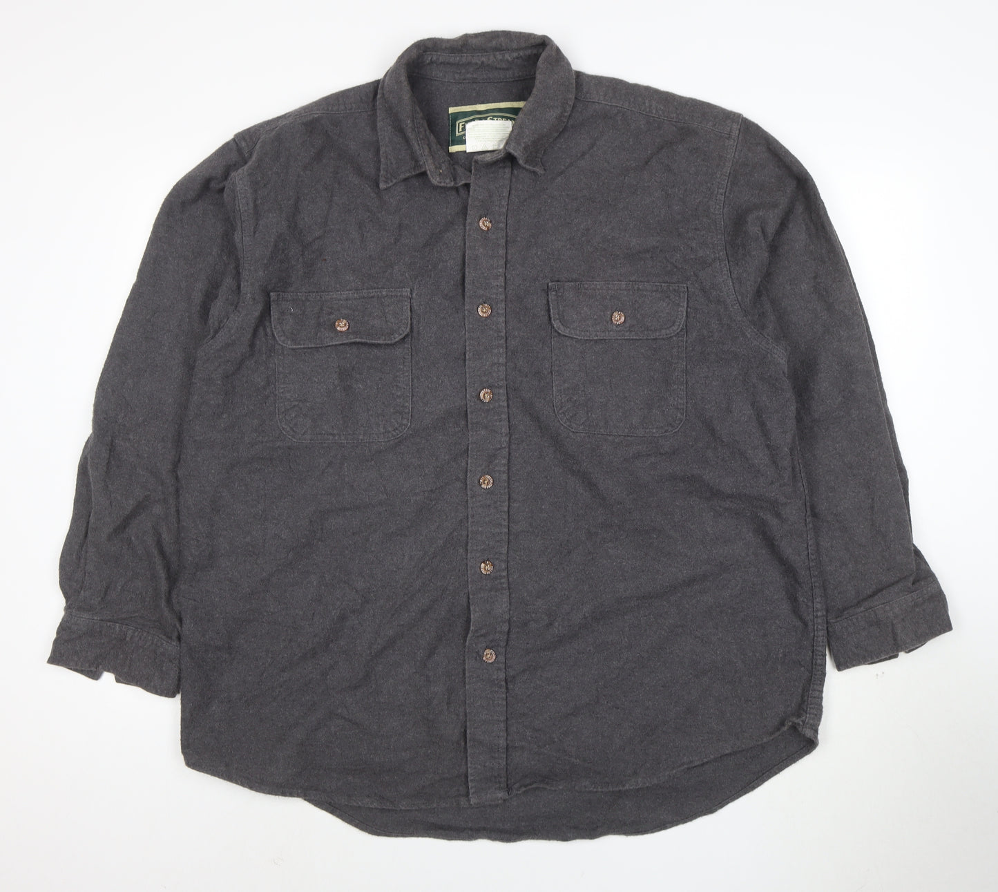 Field & Stream Men's Grey Cotton Flannel Button-Up Shirt XL