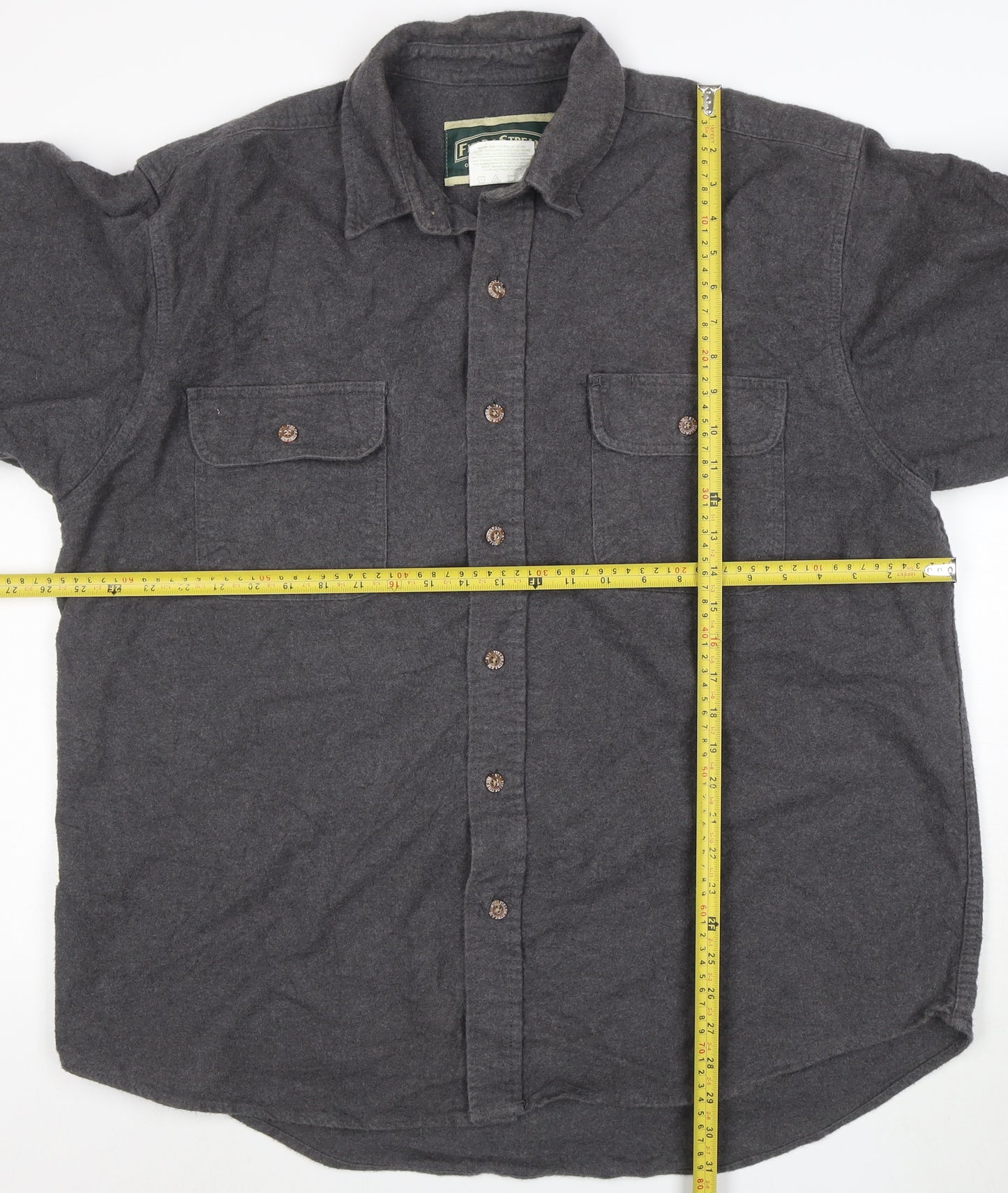Field & Stream Men's Grey Cotton Flannel Button-Up Shirt XL