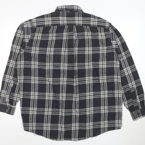 L.L. Bean Men's Grey Plaid Flannel Button-Up Shirt Size L