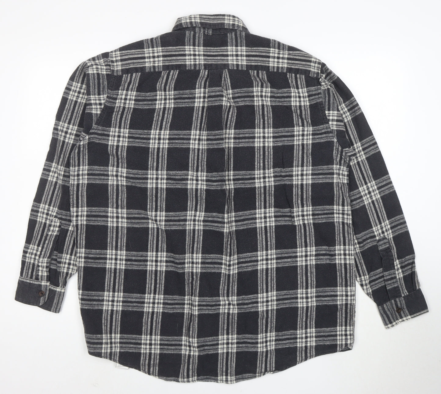 L.L. Bean Men's Grey Plaid Flannel Button-Up Shirt Size L