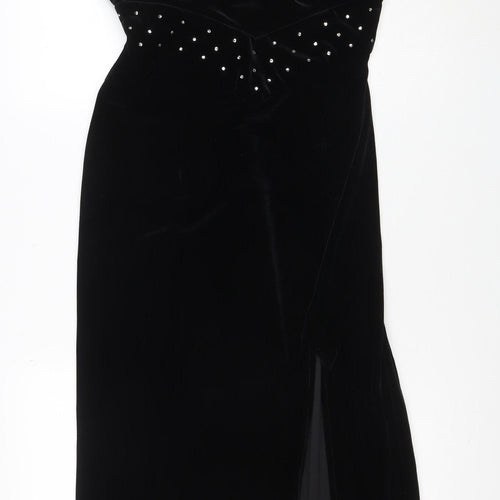 Bari Jay Women’s Black Velvet Halter Long Mermaid Dress Size 10-12