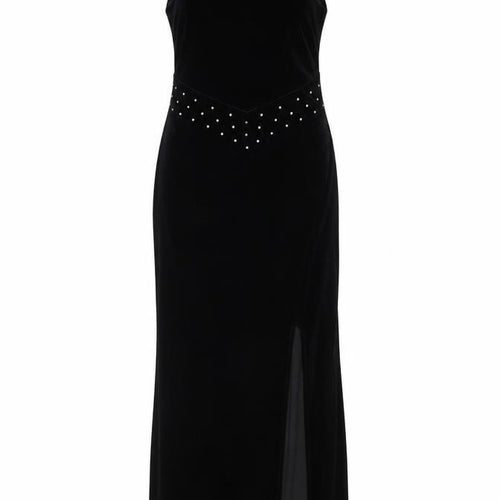 Bari Jay Women’s Black Velvet Halter Long Mermaid Dress Size 10-12