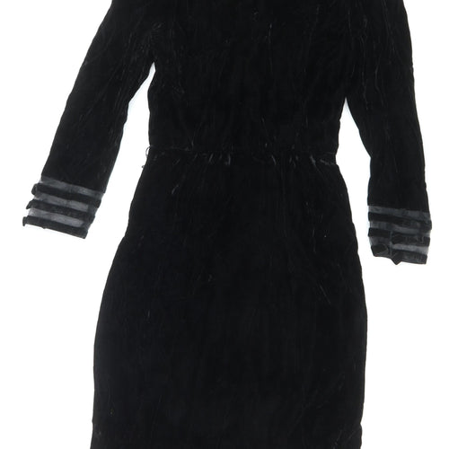 Albert Nipon Women Black Rayon Sheath Knee Length Dress Size 8