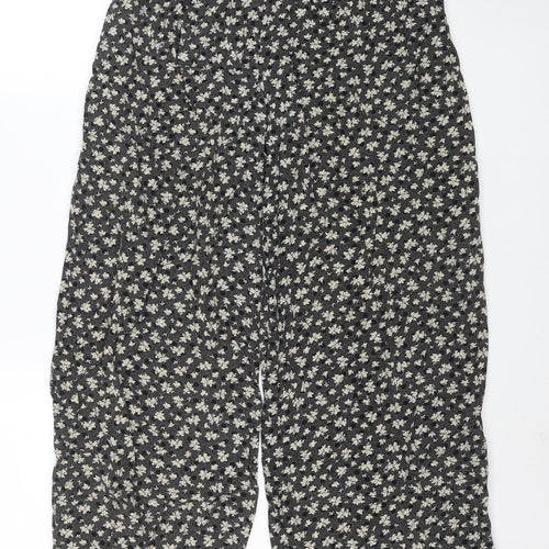 Tacts Womens Black Floral Wide-Leg Viscose Trousers Size L