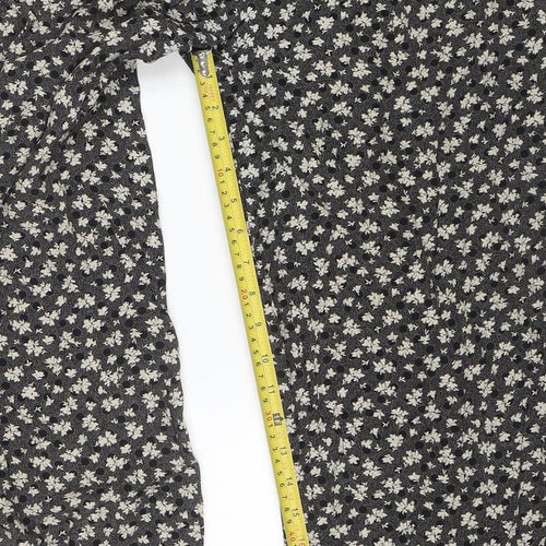 Tacts Womens Black Floral Wide-Leg Viscose Trousers Size L