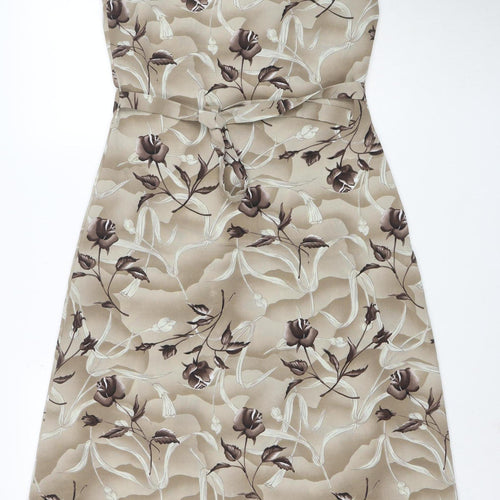 Rolling Over Women’s Beige Floral Midi Sheath Dress Size S Retro