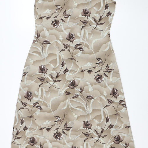 Rolling Over Women’s Beige Floral Midi Sheath Dress Size S Retro