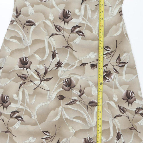Rolling Over Women’s Beige Floral Midi Sheath Dress Size S Retro
