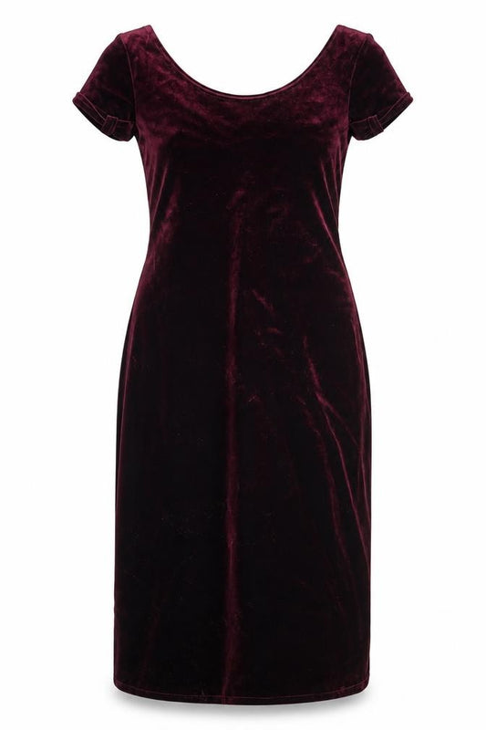 Front view of Scarlett Women's Red Velvet Bodycon Dress, size 12, Sleeveless