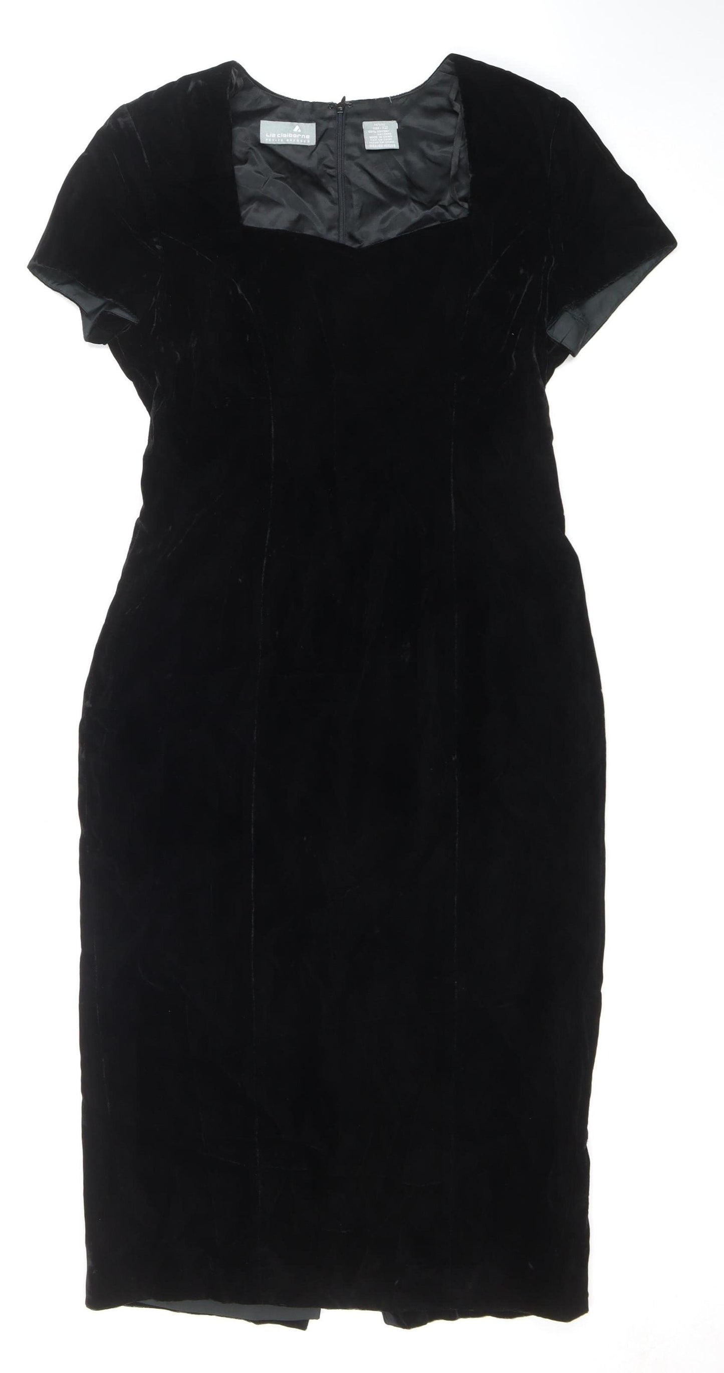 Liz Claiborne Women’s Black Velvet Petite Sheath Dress Size 12
