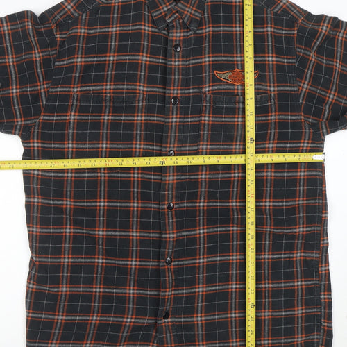 Harley-Davidson Men's Black Plaid Flannel Button-Up Shirt M