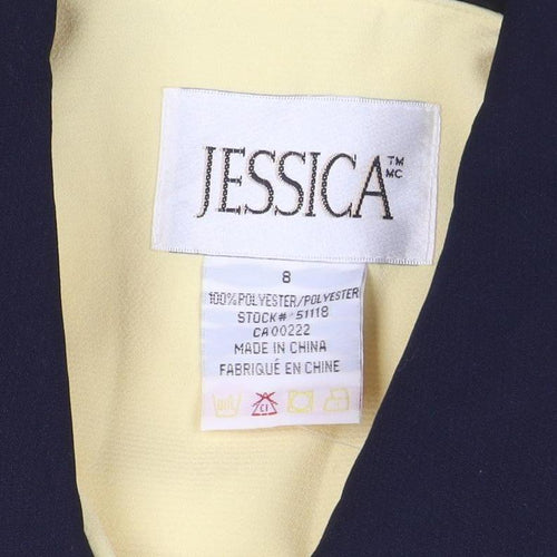 Jessica Womens Yellow Collared Zip Blouse Size 8 Short Sleeve